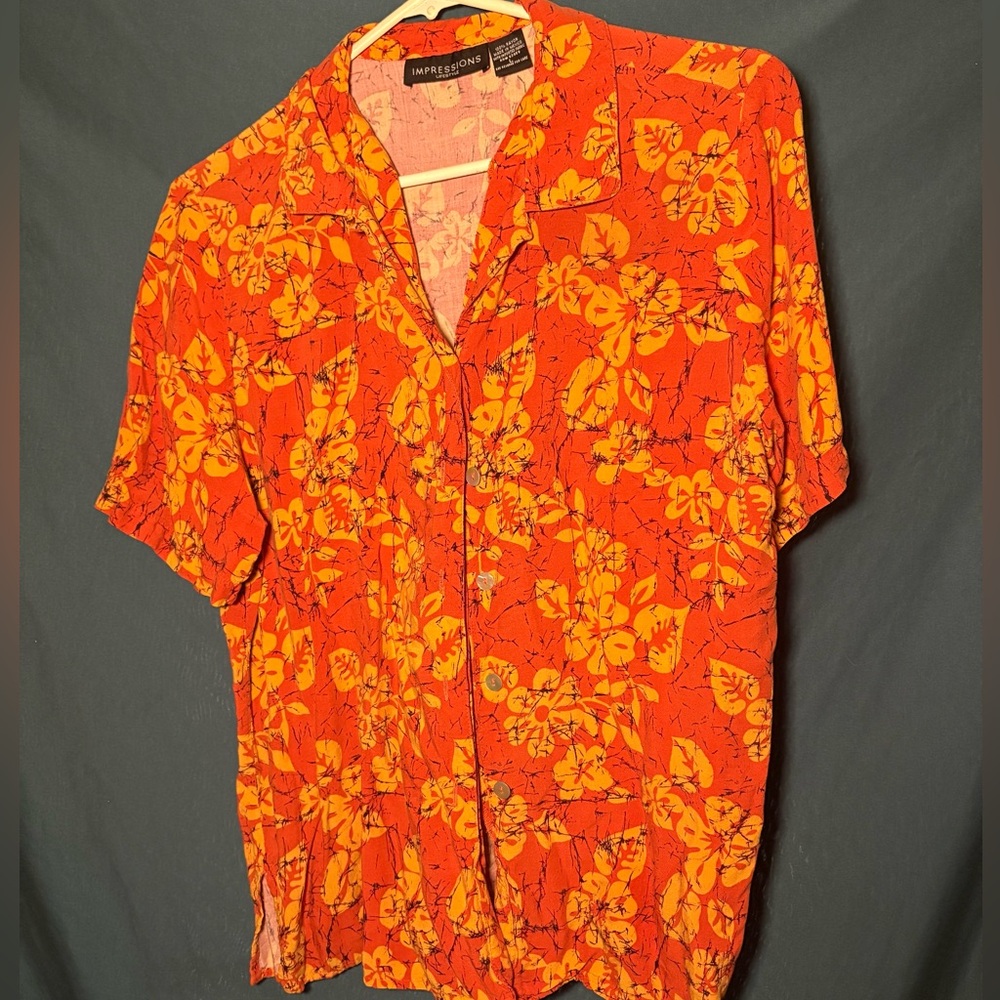 Vibrant Orange Floral Shirt